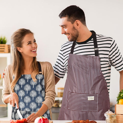 SATINIOR 3 Pieces Women Waterproof Apron with Pockets Adjustable Cooking Aprons Kitchen Bib for Baking Household Cleaning...